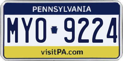 PA license plate MYO9224