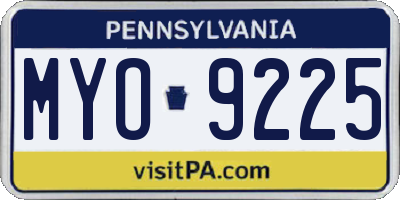 PA license plate MYO9225