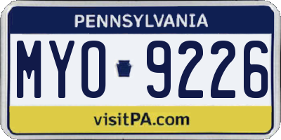 PA license plate MYO9226