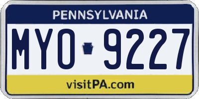 PA license plate MYO9227