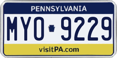 PA license plate MYO9229