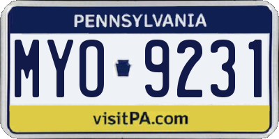 PA license plate MYO9231