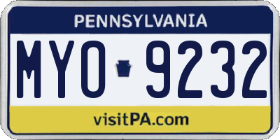PA license plate MYO9232