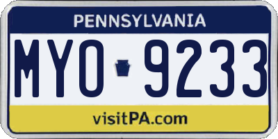 PA license plate MYO9233