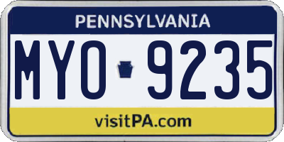 PA license plate MYO9235