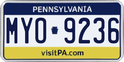 PA license plate MYO9236