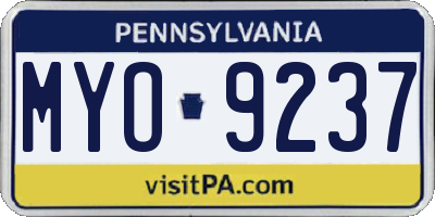 PA license plate MYO9237
