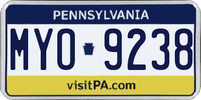 PA license plate MYO9238