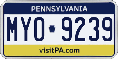 PA license plate MYO9239