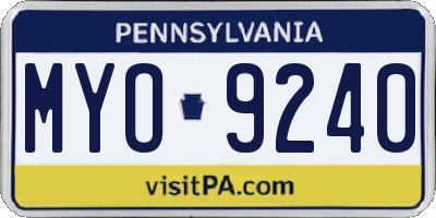 PA license plate MYO9240