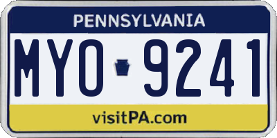 PA license plate MYO9241