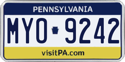 PA license plate MYO9242