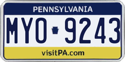 PA license plate MYO9243