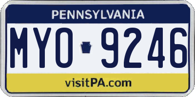 PA license plate MYO9246