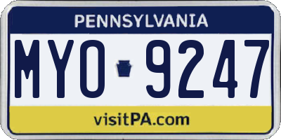 PA license plate MYO9247