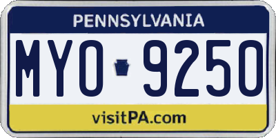 PA license plate MYO9250