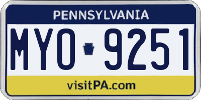 PA license plate MYO9251