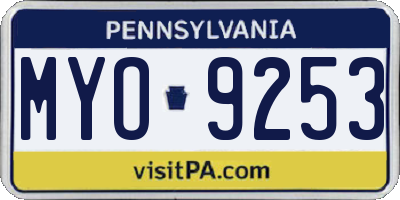 PA license plate MYO9253