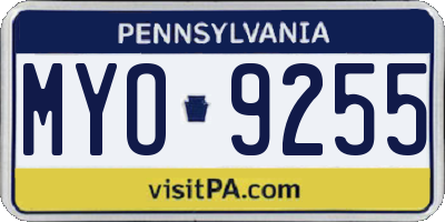 PA license plate MYO9255