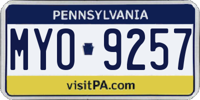 PA license plate MYO9257