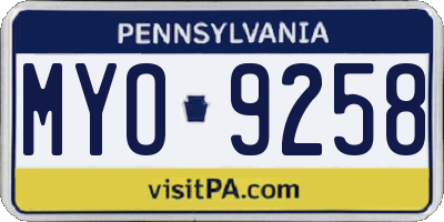 PA license plate MYO9258