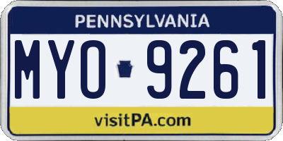 PA license plate MYO9261