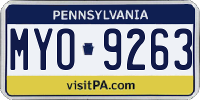 PA license plate MYO9263
