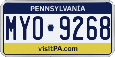 PA license plate MYO9268