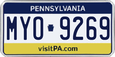PA license plate MYO9269