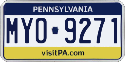 PA license plate MYO9271