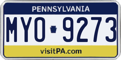 PA license plate MYO9273