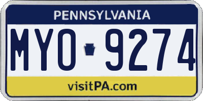 PA license plate MYO9274