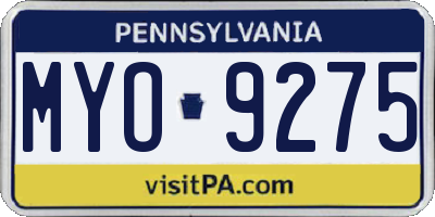 PA license plate MYO9275