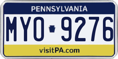 PA license plate MYO9276