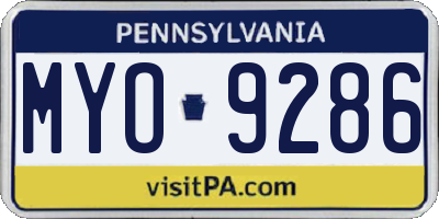 PA license plate MYO9286