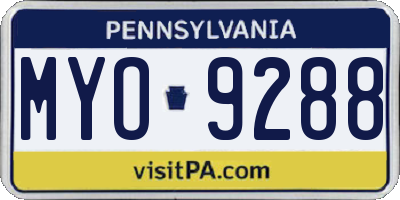 PA license plate MYO9288
