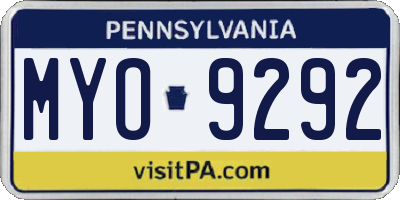 PA license plate MYO9292