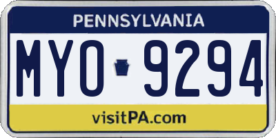 PA license plate MYO9294