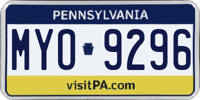 PA license plate MYO9296