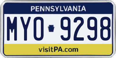 PA license plate MYO9298