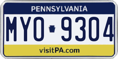 PA license plate MYO9304