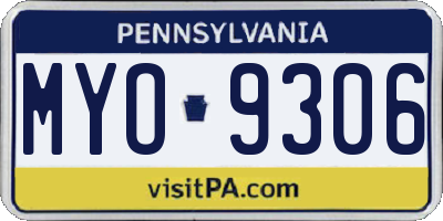 PA license plate MYO9306