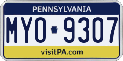 PA license plate MYO9307
