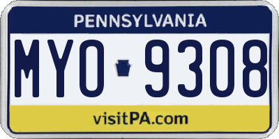 PA license plate MYO9308