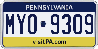PA license plate MYO9309