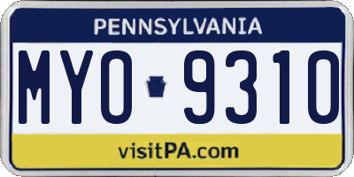 PA license plate MYO9310