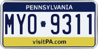 PA license plate MYO9311