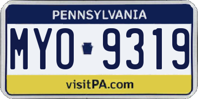 PA license plate MYO9319