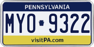 PA license plate MYO9322