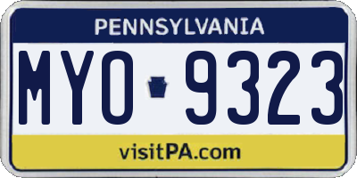 PA license plate MYO9323